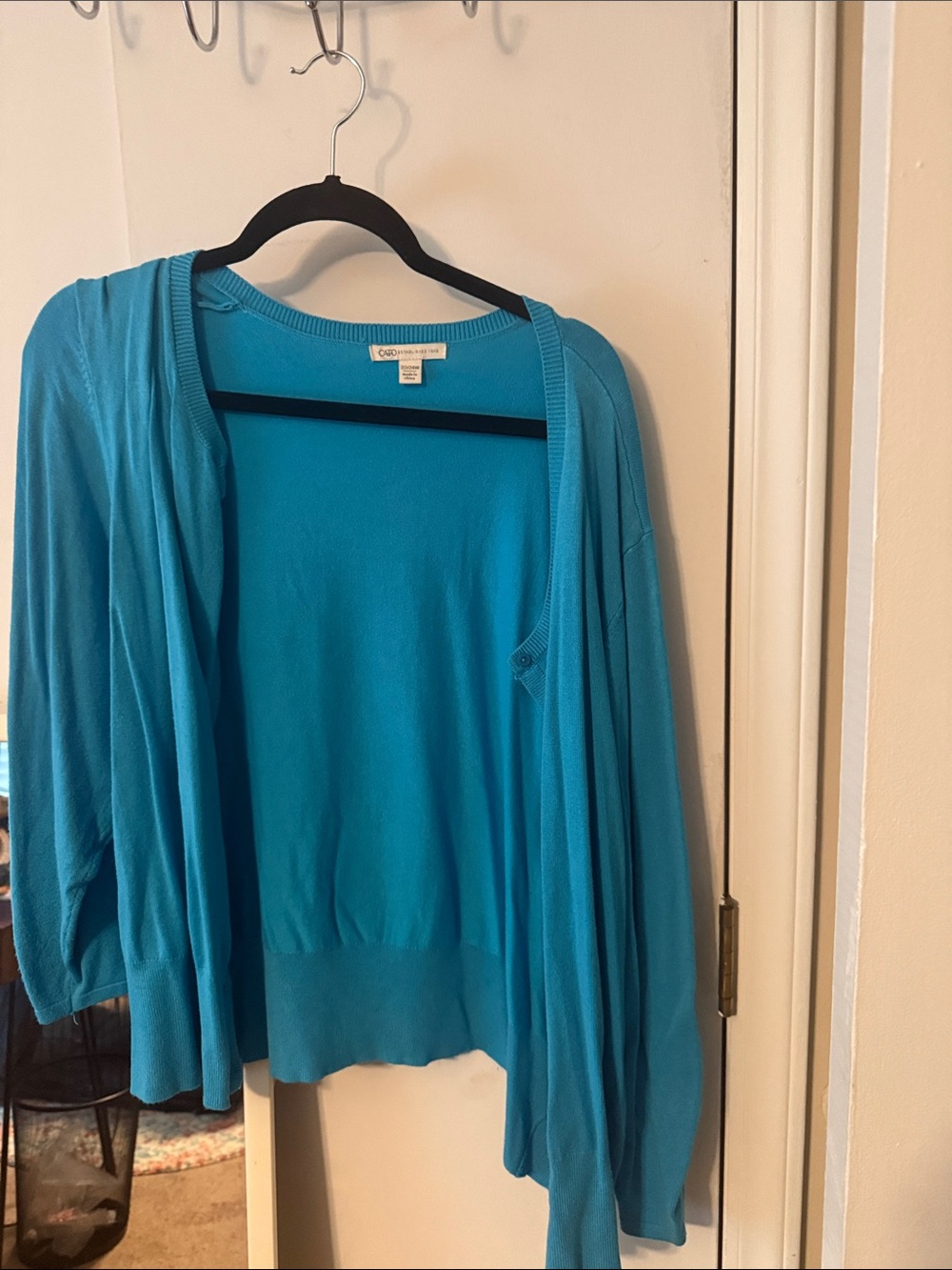 Cato Bright Teal Open-Front Lightweight Cardigan